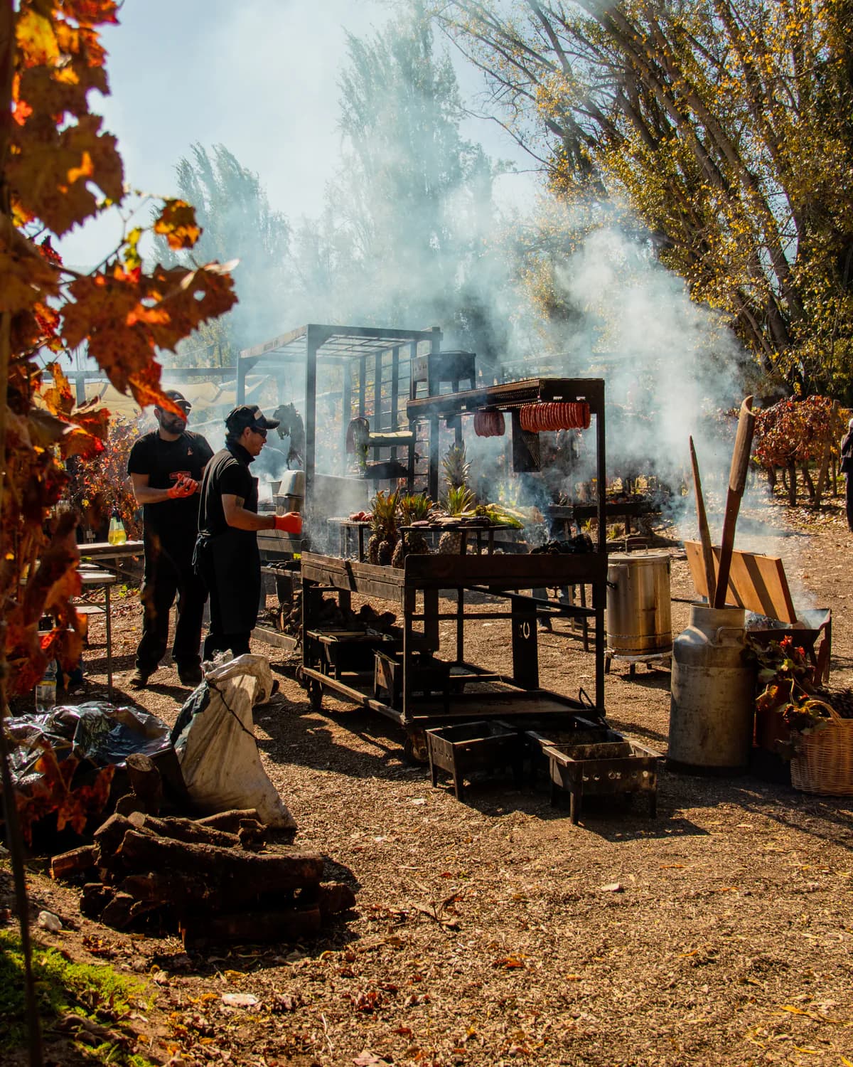 Asado al aire libre entre los viñedos